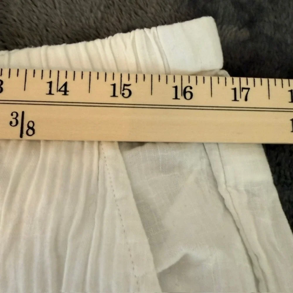 J.Crew Soleil Gauzy Cotton Pants Wide Leg Tie Waist Elastic White Large